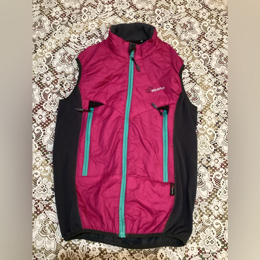 Women's Medium Thermal Pink & Black DF Mountain Winter Vest Ski Hiking